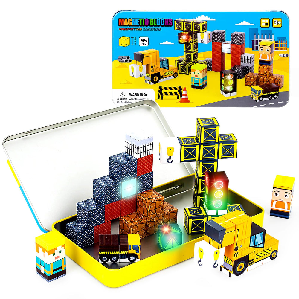 Tyholoo 45-piece magnetic blocks travel set for on-the-go play and creativity.