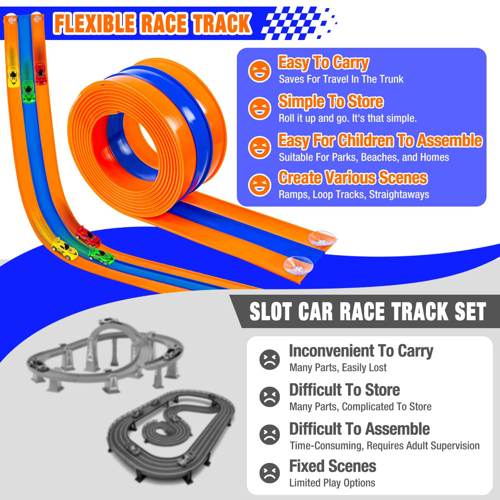 Tyholoo customizable DIY tracks encourage creativity with climbs, turns, and straightaways.