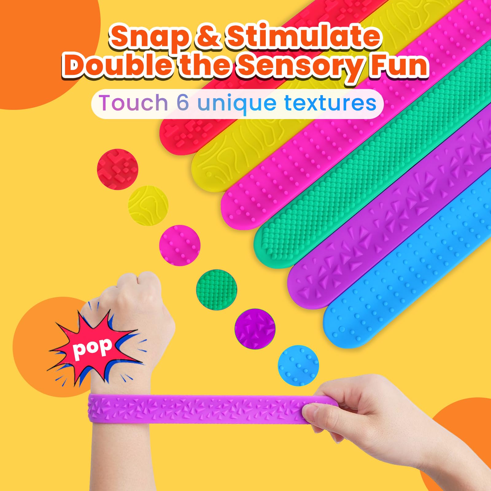 TYITALK textured slap bracelets worn on the wrist for discreet, all-day fidgeting.