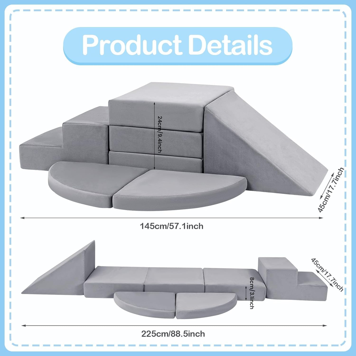 Tykacna foam blocks with soft surfaces support gentle crawling and safe exploration.