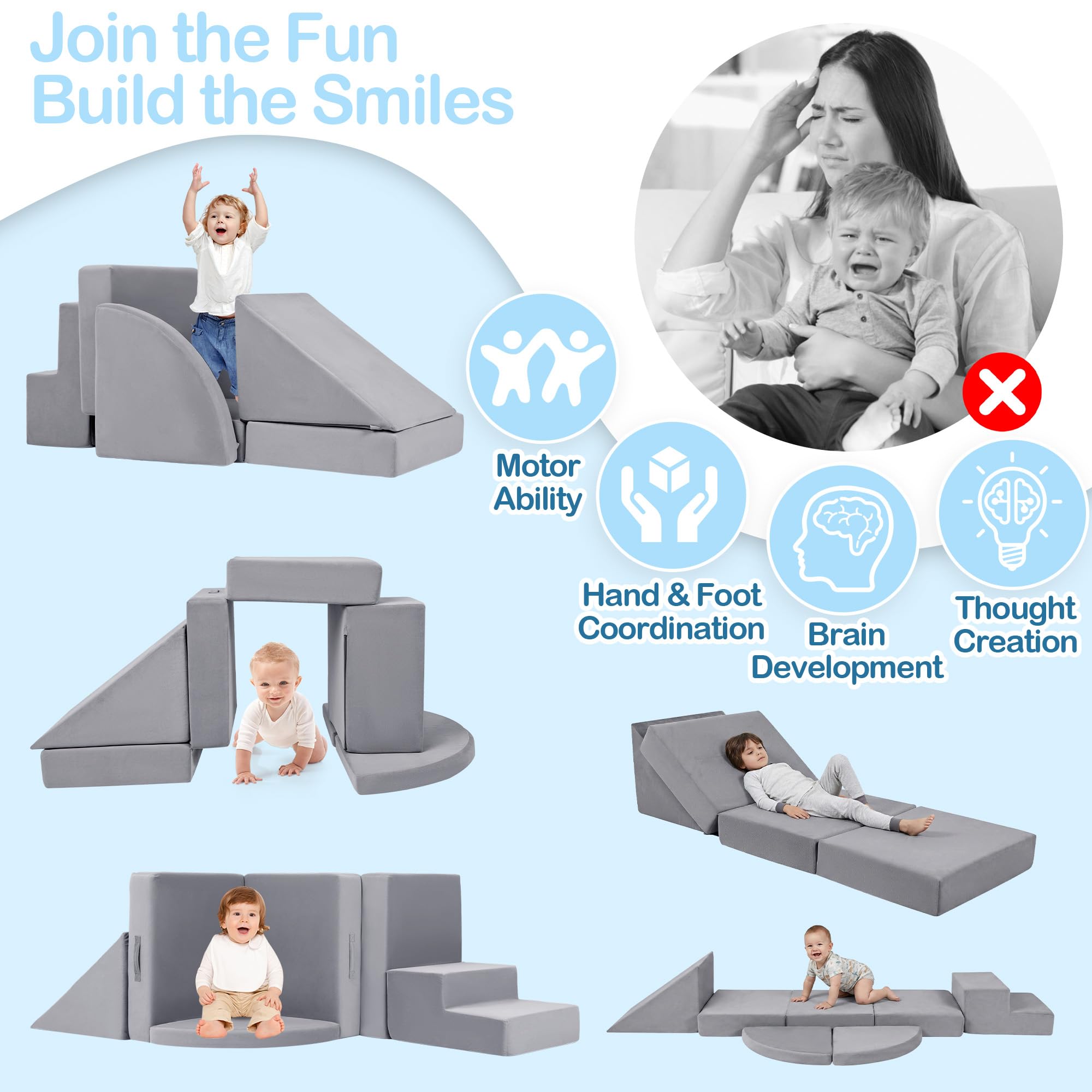 Tykacna blocks featuring waterproof fabric for easy cleaning after messier play.