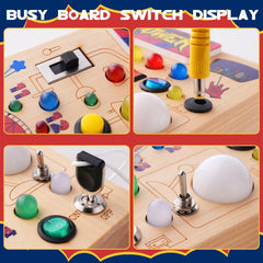 TYMGCHQ busy board showing rounded edges for child safety