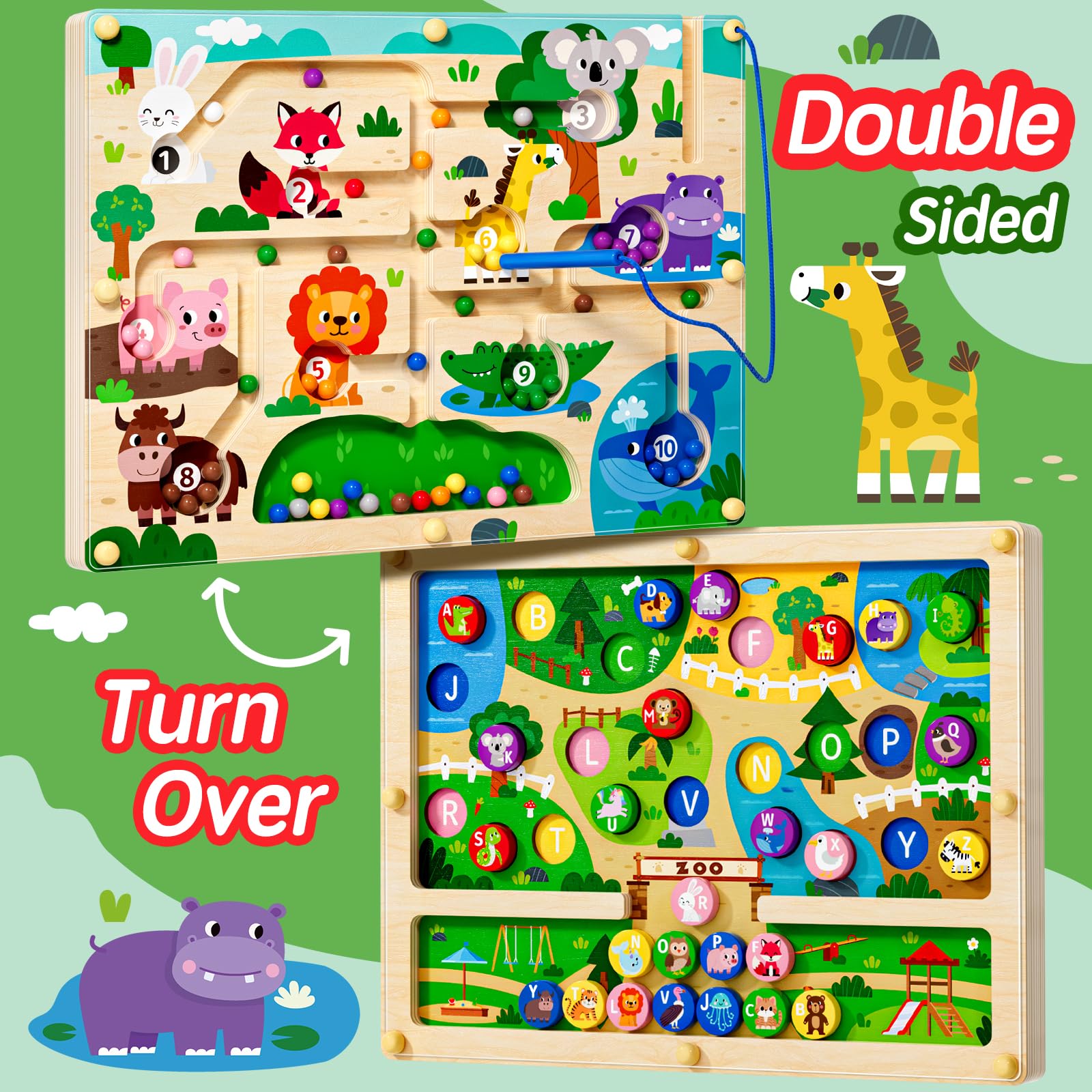Tymokcall Magnetic Maze alphabet and animals help letter recognition.