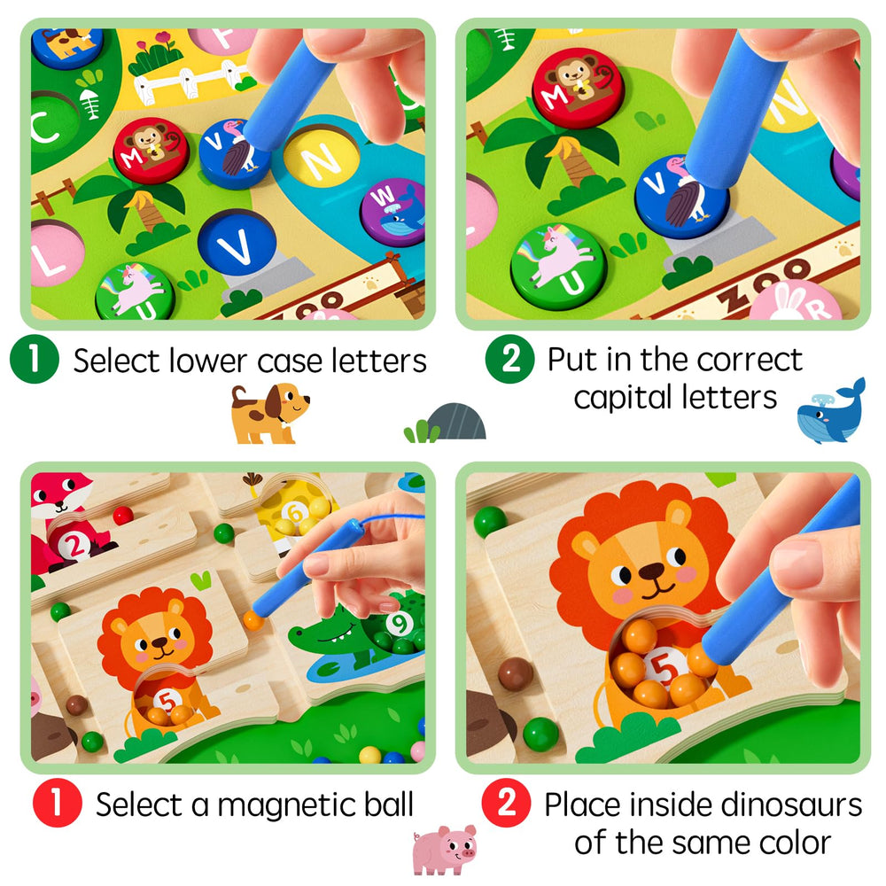 Tymokcall Magnetic Maze color-sorting beads boost color awareness.