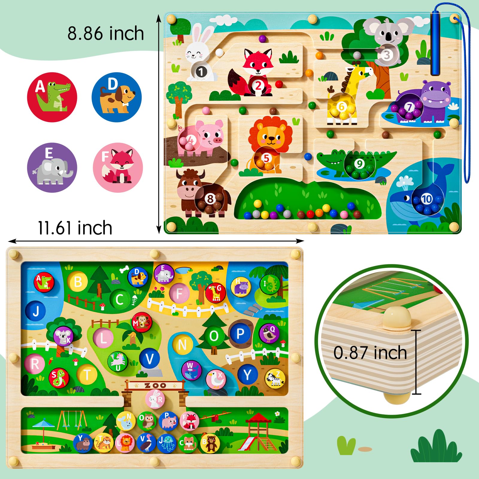 Tymokcall Magnetic Maze smooth wood edges ensure safe play.