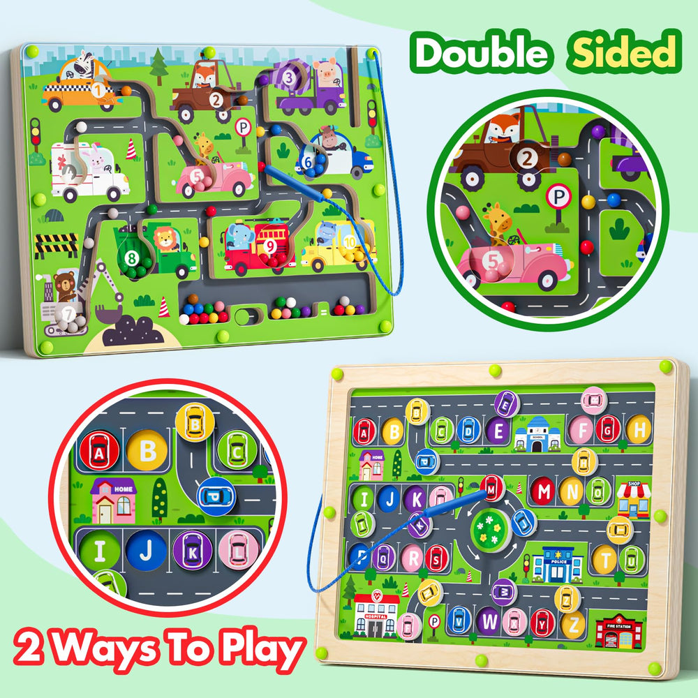 Tymokcall magnetic-pens-and-beads activity fosters color sorting and fine motor skills.