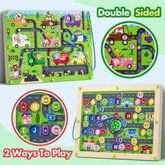 Tymokcall magnetic-pens-and-beads activity fosters color sorting and fine motor skills.