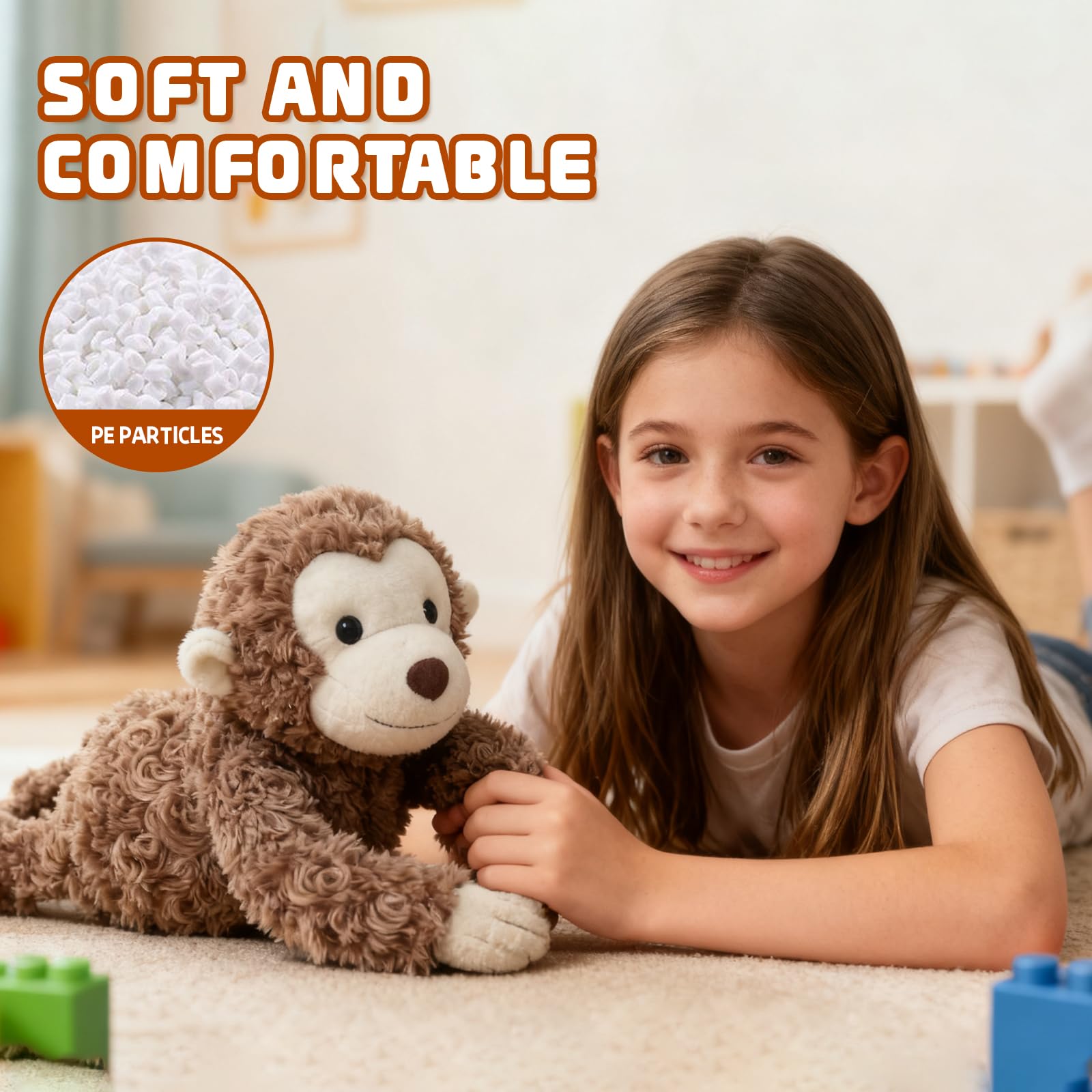 Eco-friendly TYOMXA monkey plush safe for kids' gentle hands.