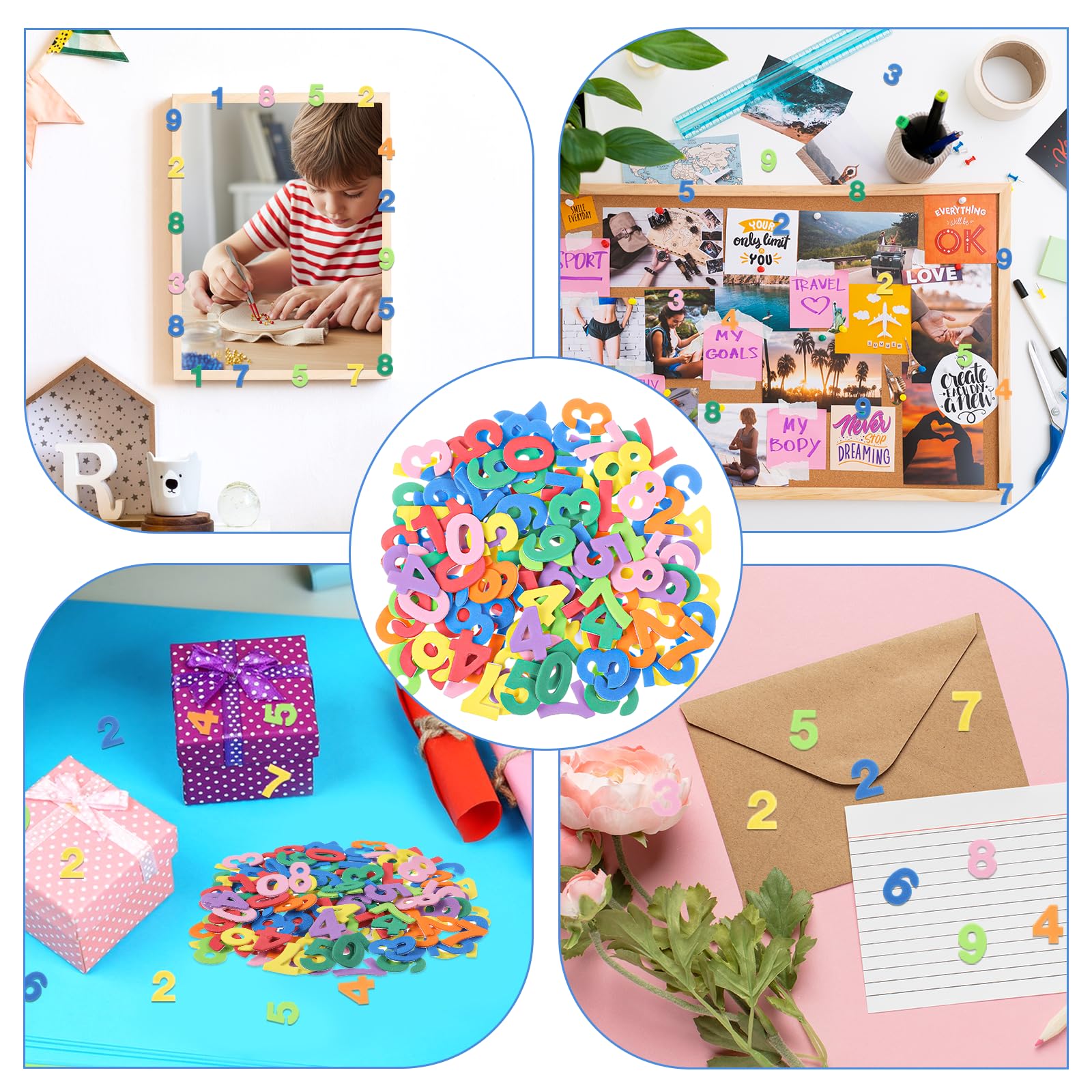 Close up of Tyqour foam letters in multiple colors for colorful alphabet crafts.