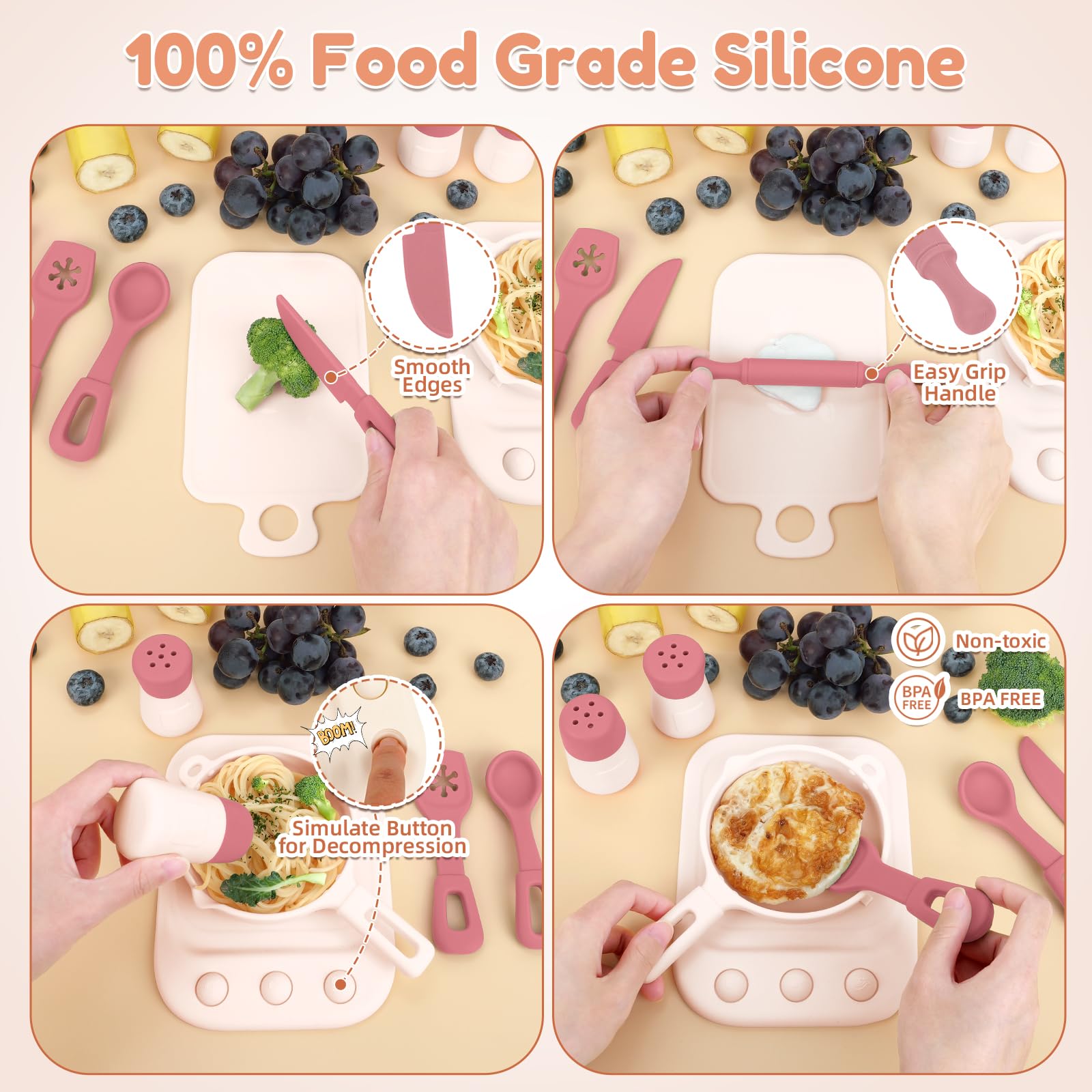 TYRY.HU silicone pan enhances safe pretend cooking for toddlers.