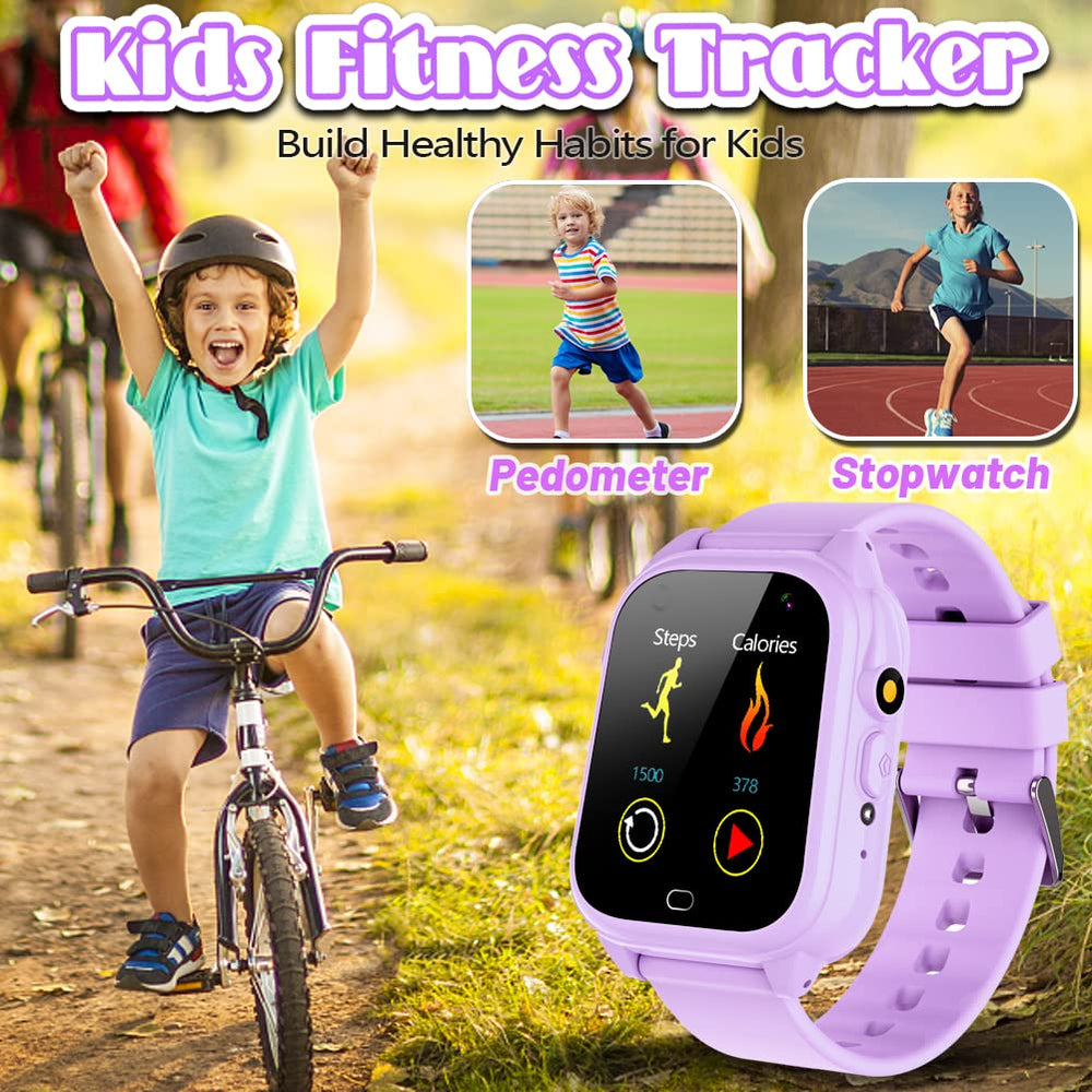 Tywop kids smartwatch displaying pedometer for activity tracking.
