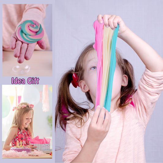 Tzsofesko duo-colored slime packs display vibrant swirls for color mixing.