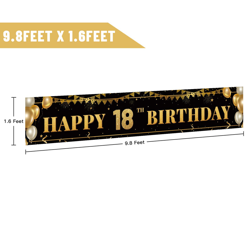 TZSS black and gold 18th banner closeup showing vibrant print.