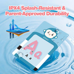 U-LEARNER flash cards with splash-proof coating make cleanup quick after messy play.