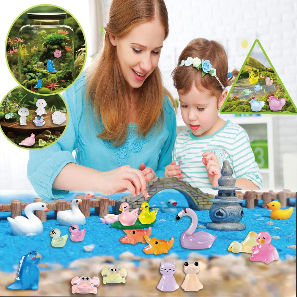 U-Zimikee glow-in-the-dark swan mini figure for fairy garden glow