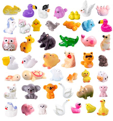 U-Zimikee 45 Pcs Mini Resin Animals variety pack for fairy gardens and dollhouses.