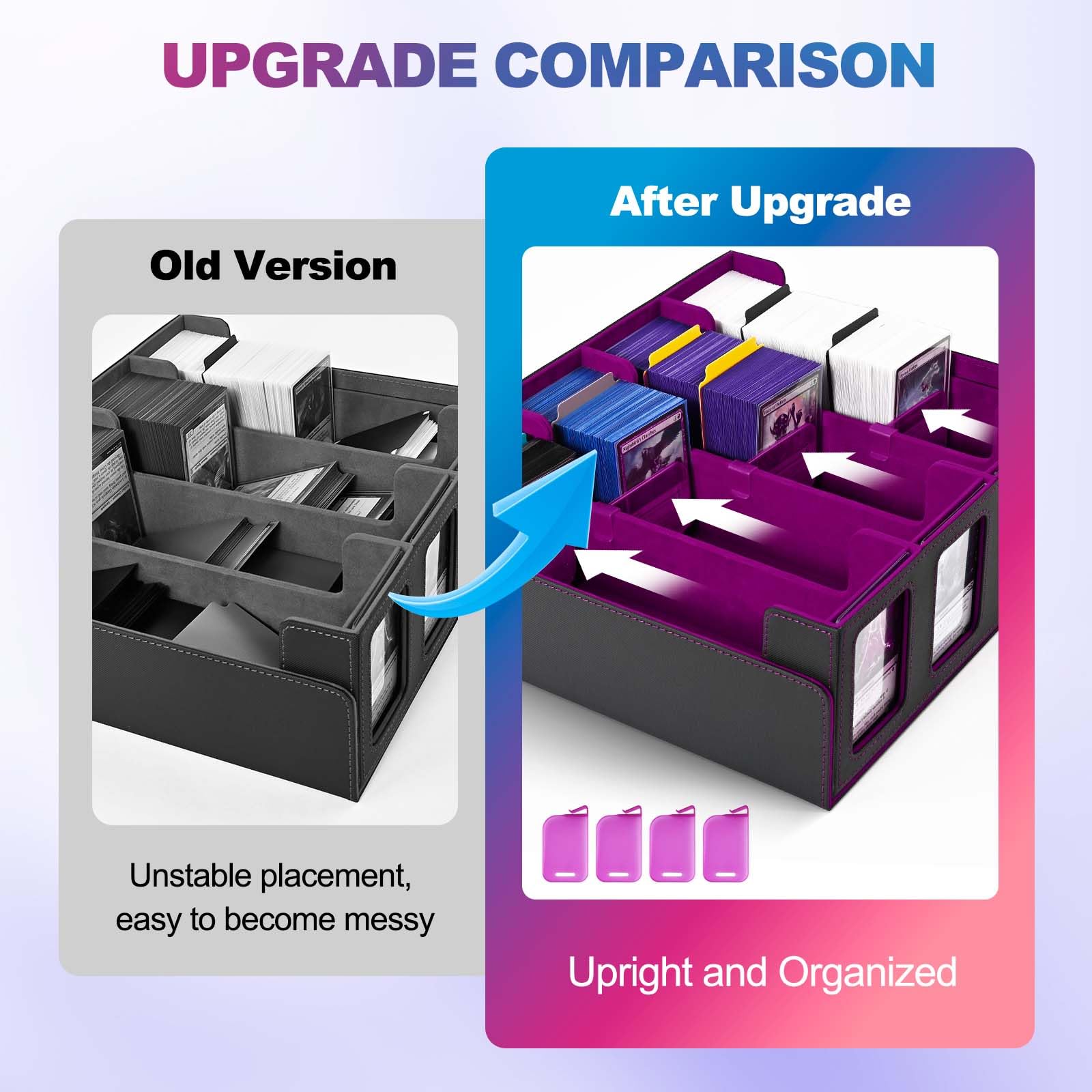 24 removable dividers for clear card categorization