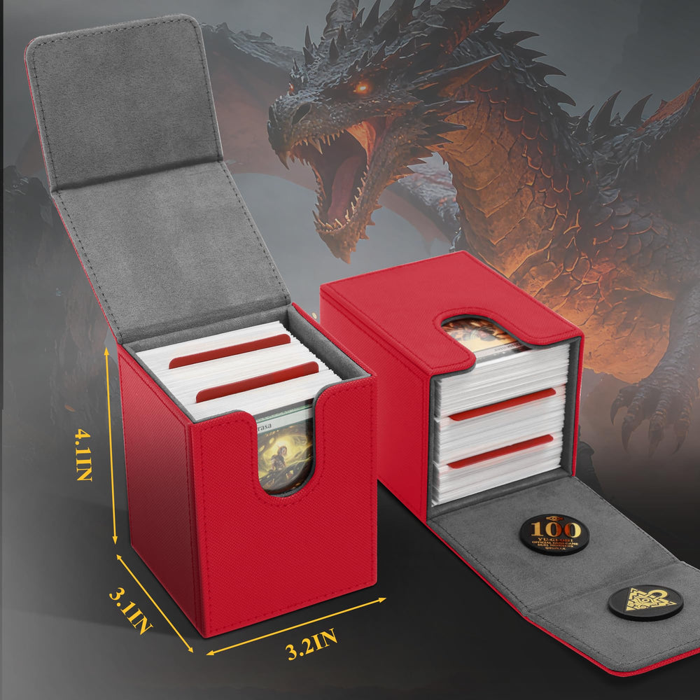 UAONO deck box capacity for 80+ double-sleeved cards or 100+ single-sleeved cards.