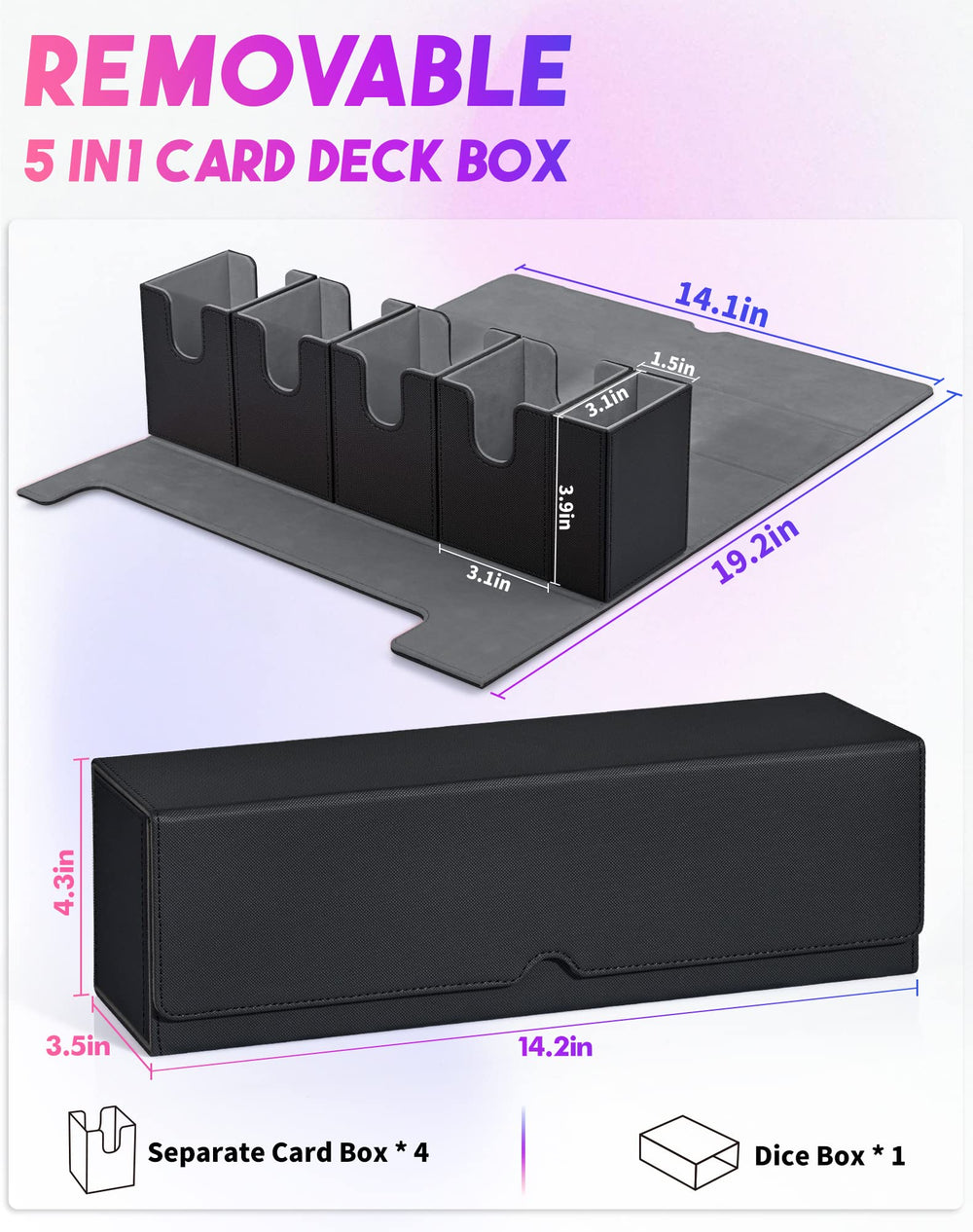 Interior microfiber lining on the UAONO deck box for card protection
