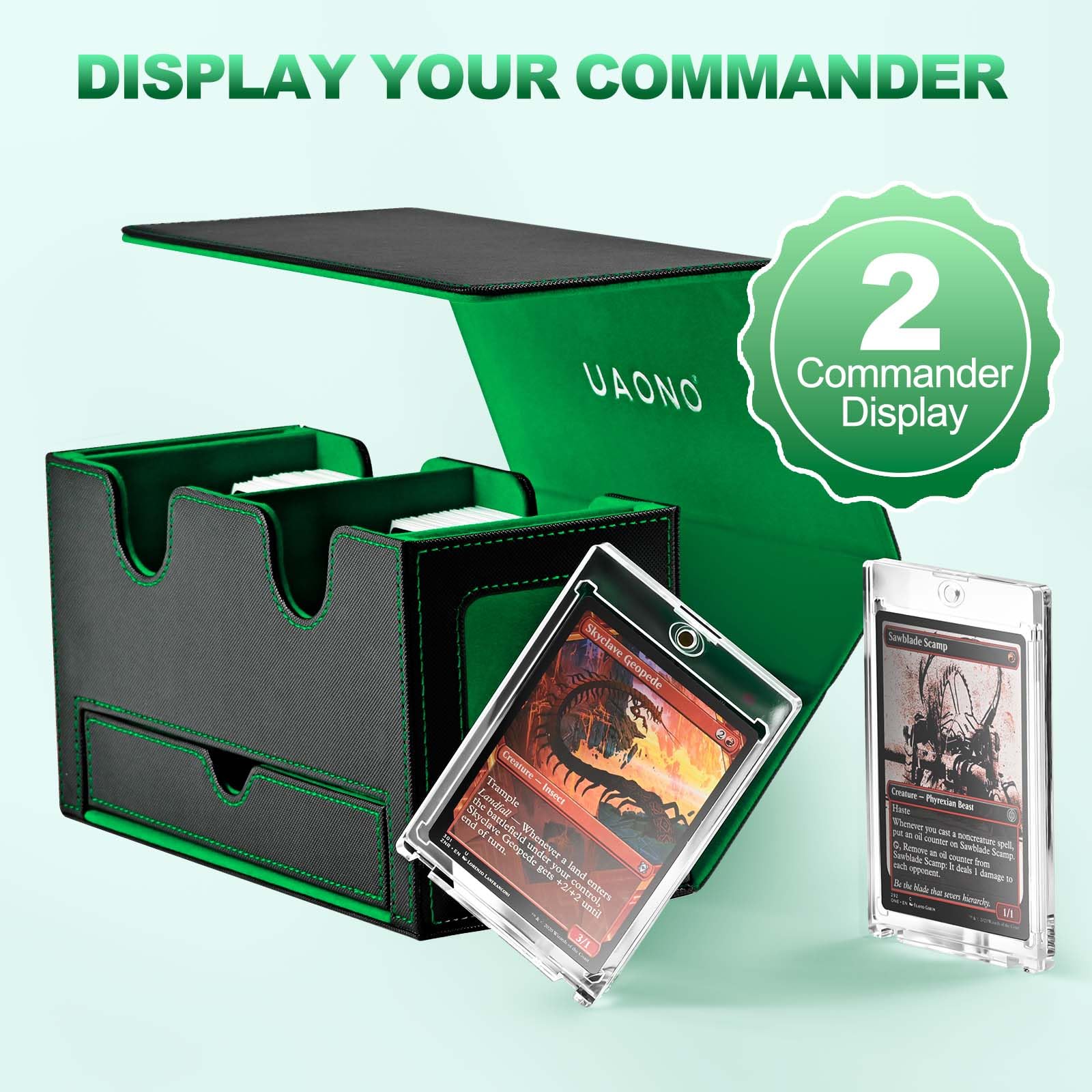 UAONO card storage box offers high capacity for 400+ unsleeved cards