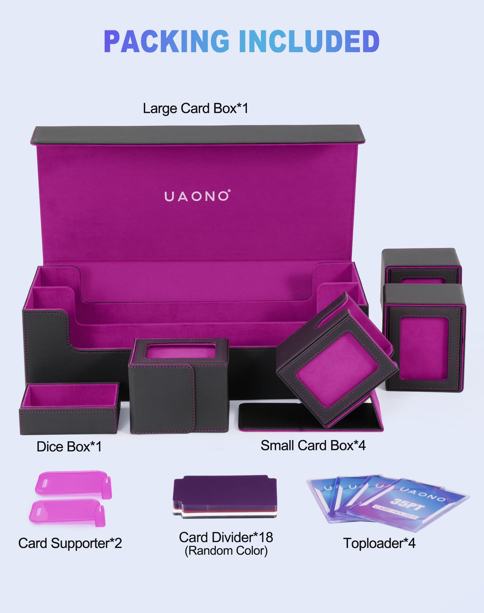 UAONO card storage box showing magnetic closure for secure transport