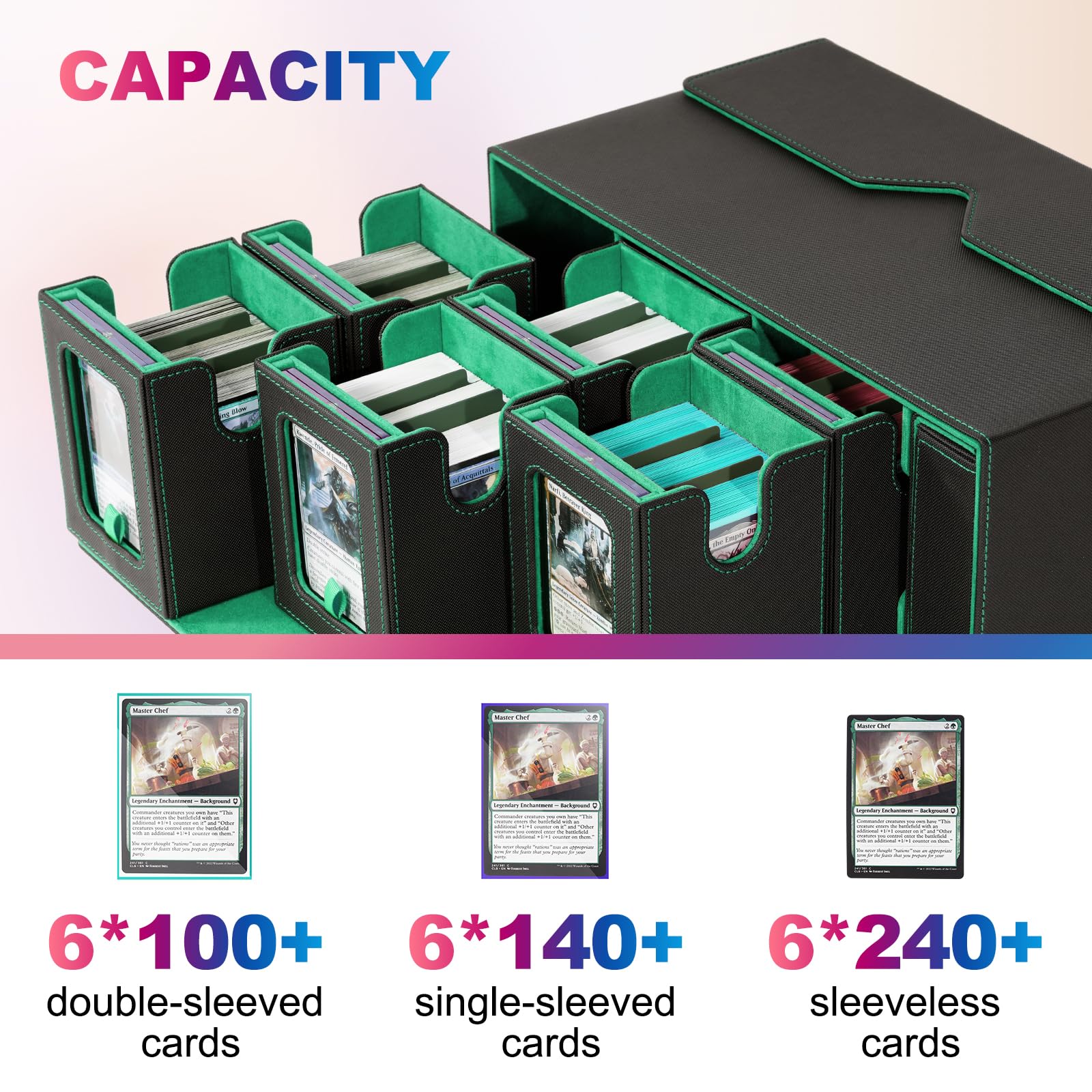 UAONO Deck Box with 35PT magnetic card-holders for secure organization.