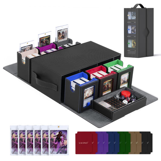 UAONO Commander Deck Box with dice tray for secure, portable organization.