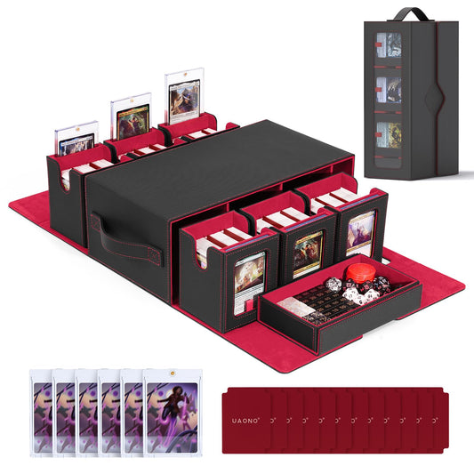 UAONO Commander deck box with display windows keeps MTG decks visible and organized.