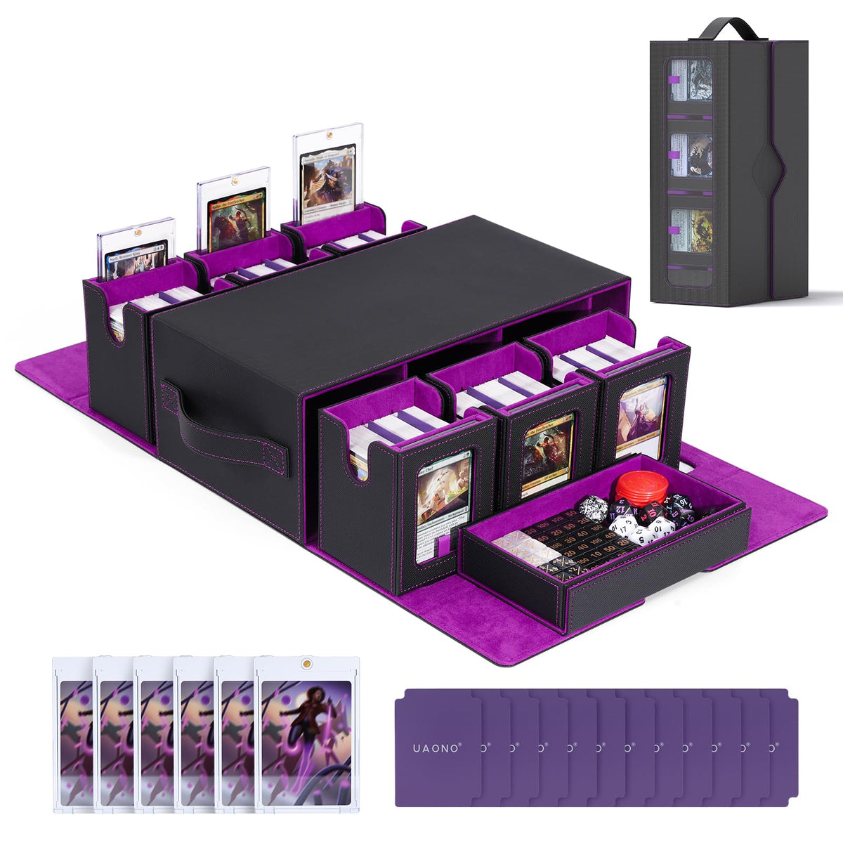 UAONO Commander deck box with six-deck modular design for quick setup and transport.