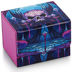 UAONO deck box with purple skull lid protects MTG cards on the go