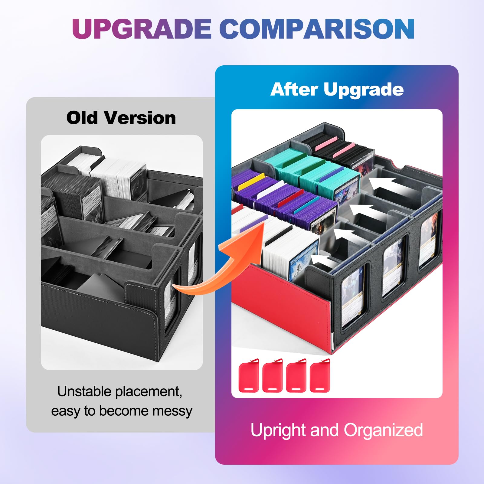 24 removable dividers in UAONO storage box to separate card types