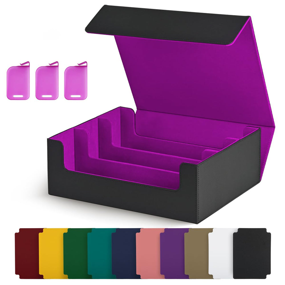 UAONO trading card storage box with magnetic closure keeps cards securely organized.