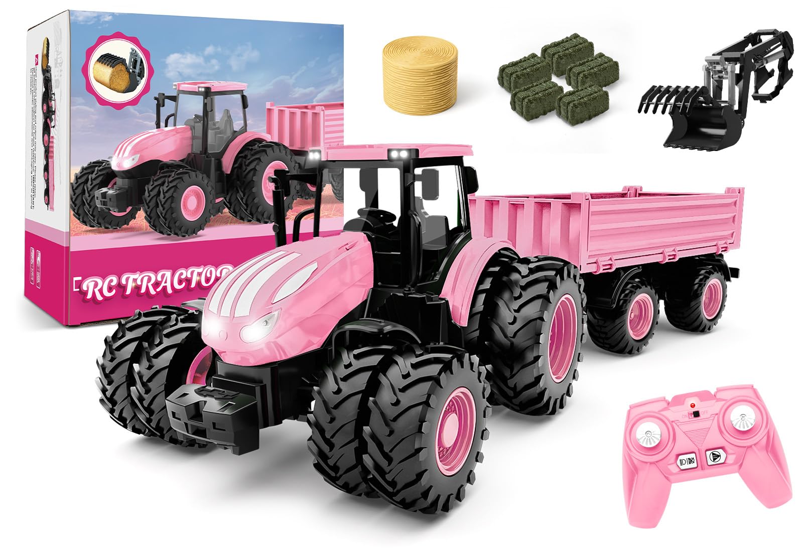 Uarzt Remote Tractor pink alloy head for durable, child-friendly play.