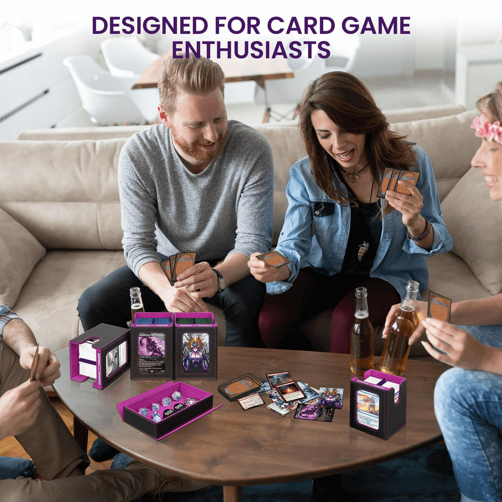 High-capacity configuration supports 400+ double-sleeved cards in one case.