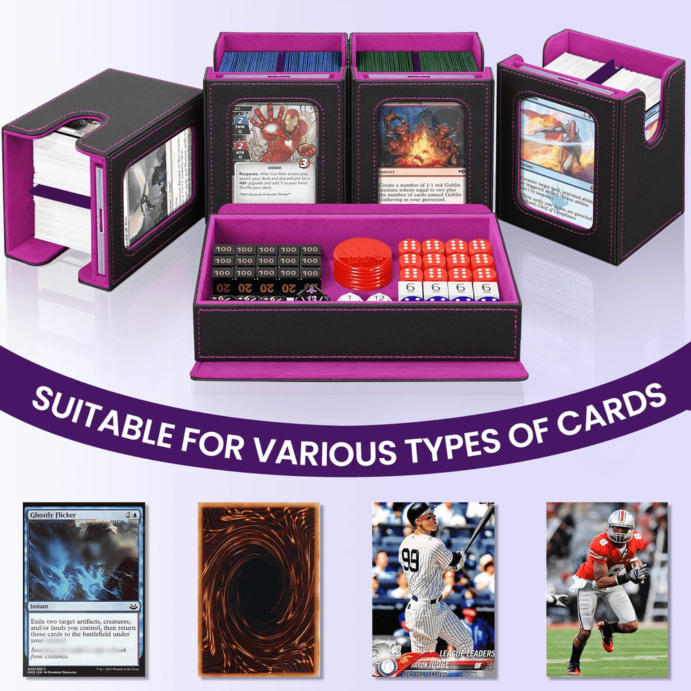 Soft microfiber lining cushions cards to minimize edge wear.