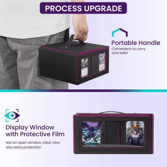 Windowed inner boxes provide at-a-glance visibility of card contents.