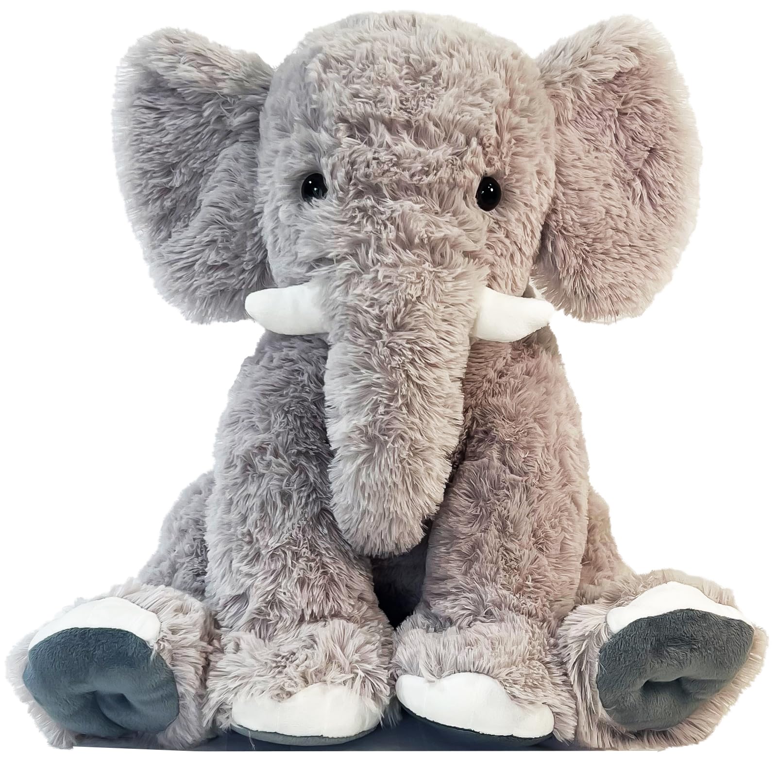 UBABER large gray elephant plush with soft fabric for cozy playtime.