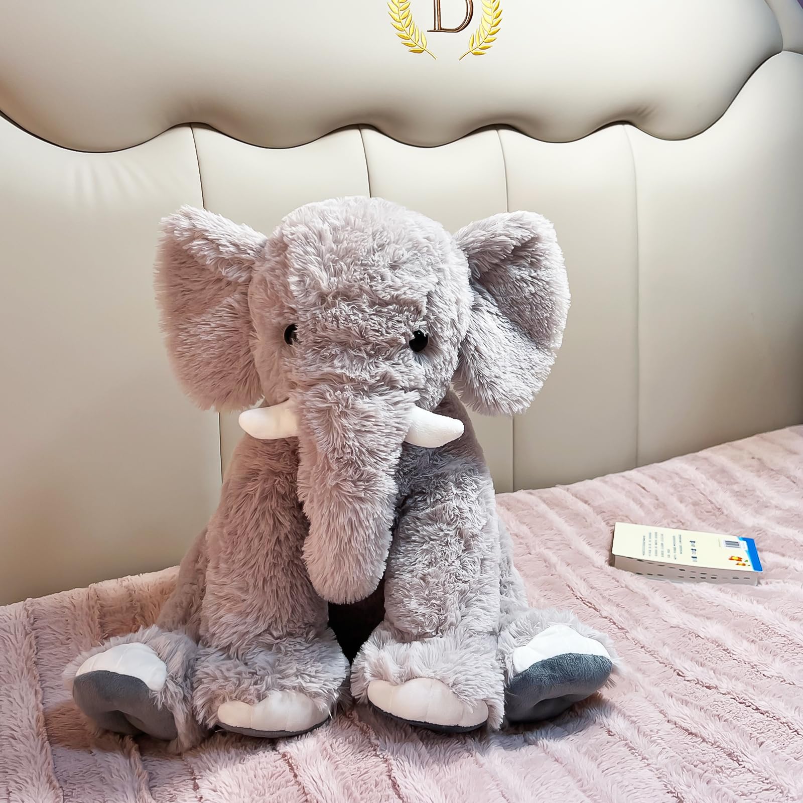 UBABER elephant plush sleeping side profile, perfect as a bedtime buddy.
