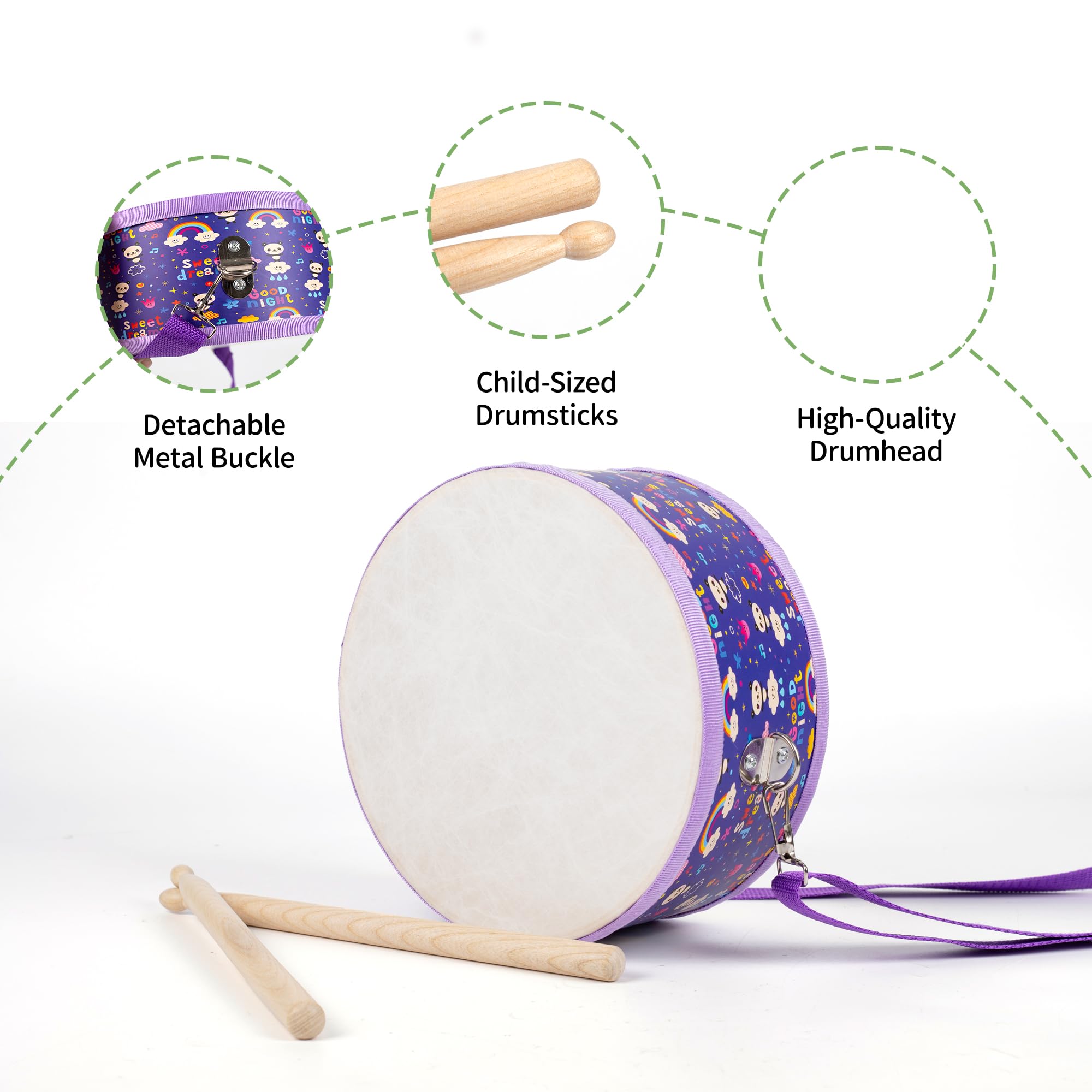 Ubblove drumsticks included for safe toddler percussion exploration.