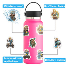 UBOFUGS Zelda stickers on a skateboard showcase style and durable vinyl adhesion.