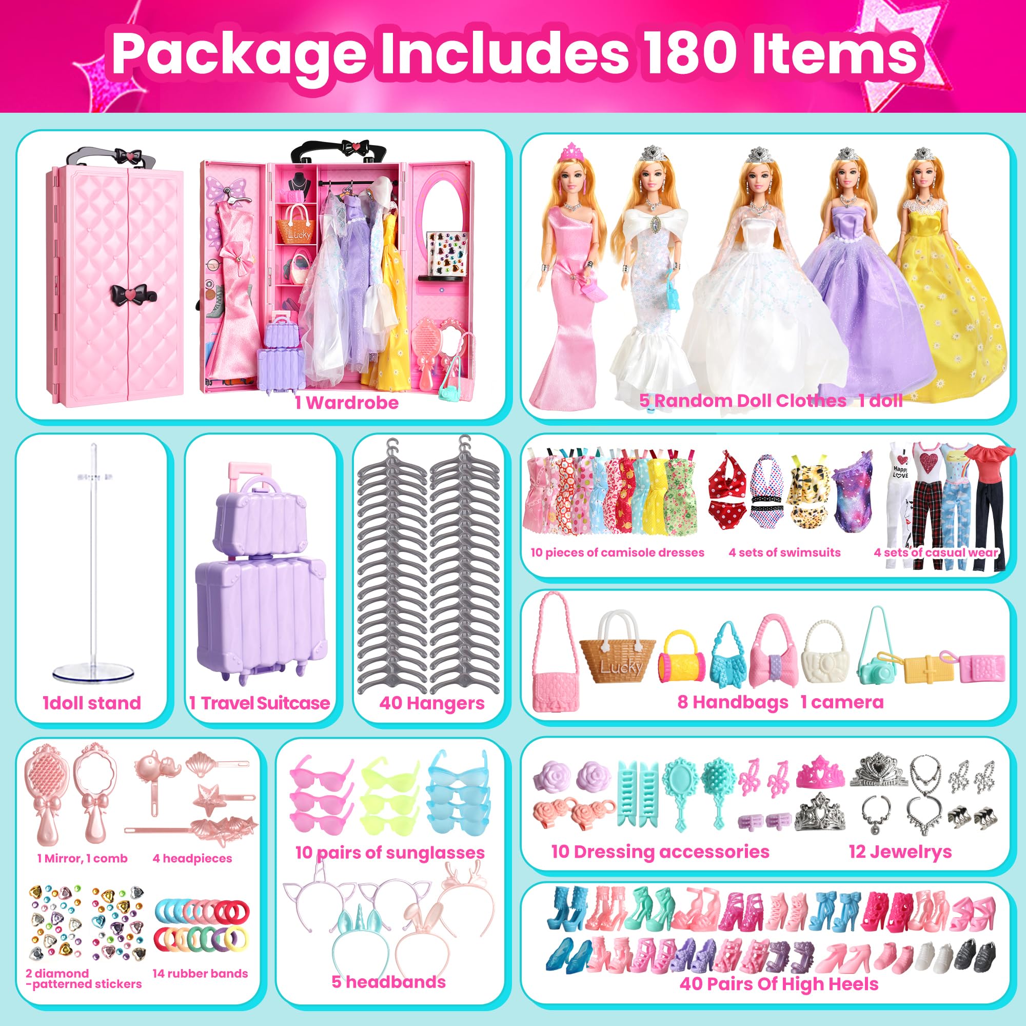 UCanaan 11.5-inch doll with dresses and accessories for creative dress-up