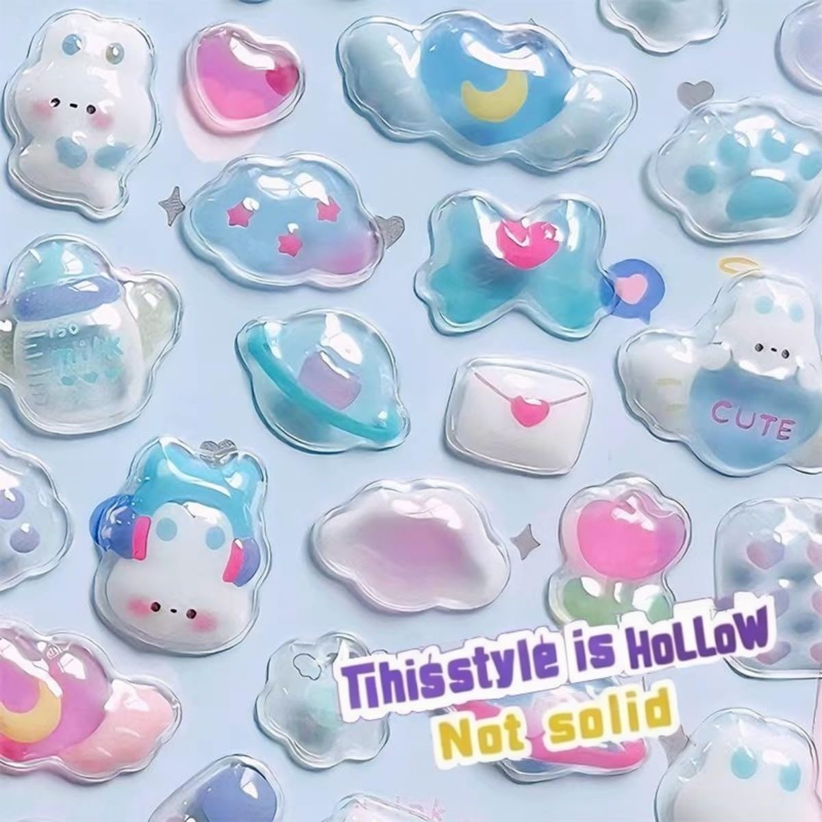 Uchyius kawaii pastel stickers in pink and blue perfect for phone cases and notebooks