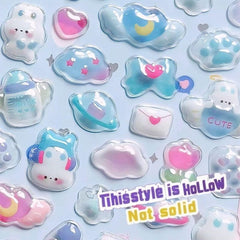 Uchyius kawaii pastel stickers in pink and blue perfect for phone cases and notebooks