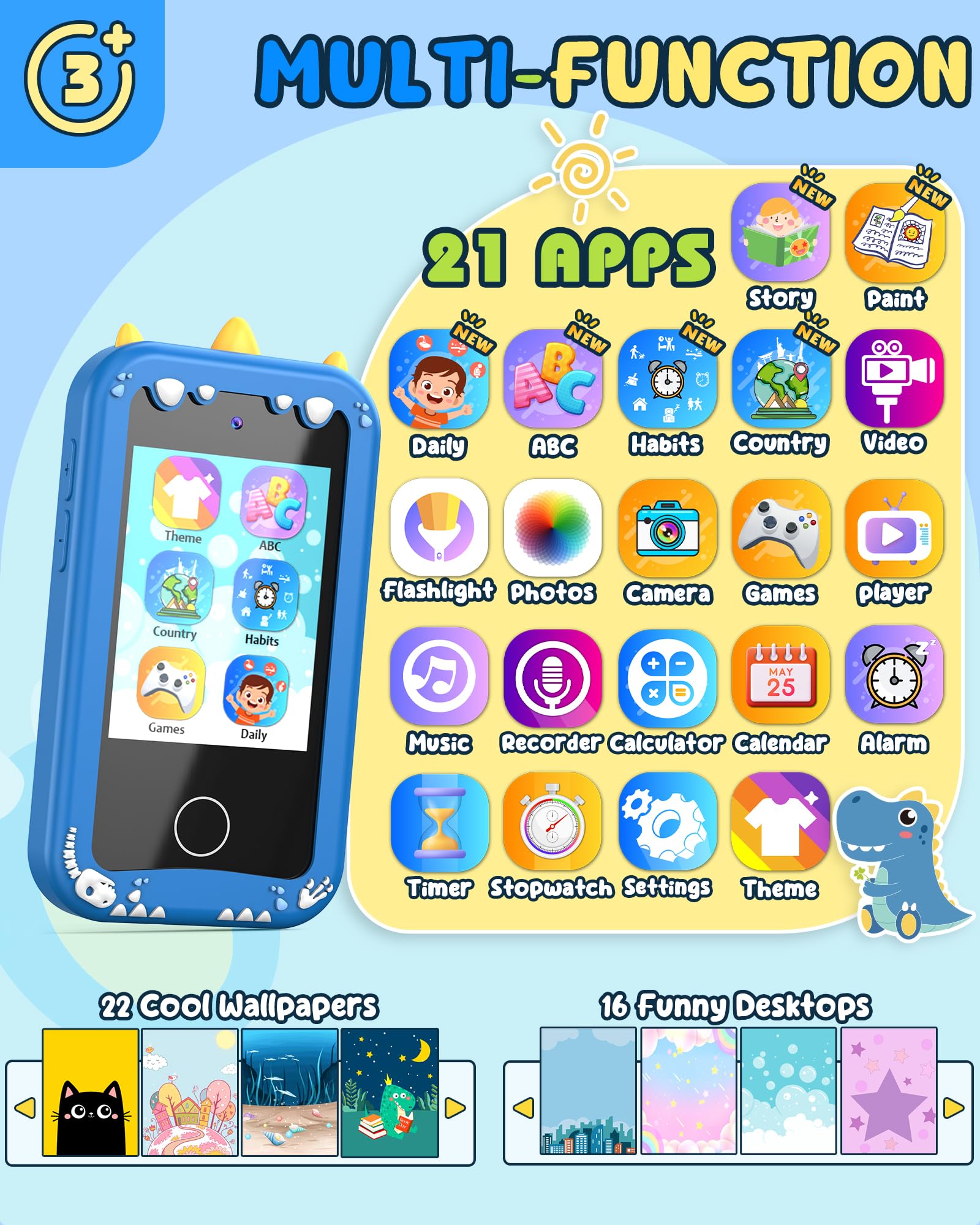 UCIDCI Dinosaur phone with a music player for on-the-go entertainment.