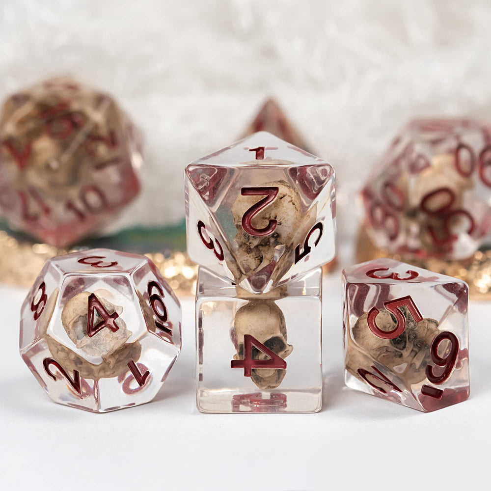 UDIXI Skull DND Dice close-up reveals realistic skull details.