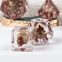 UDIXI Skull DND Dice with storage pouch for travel and organization.