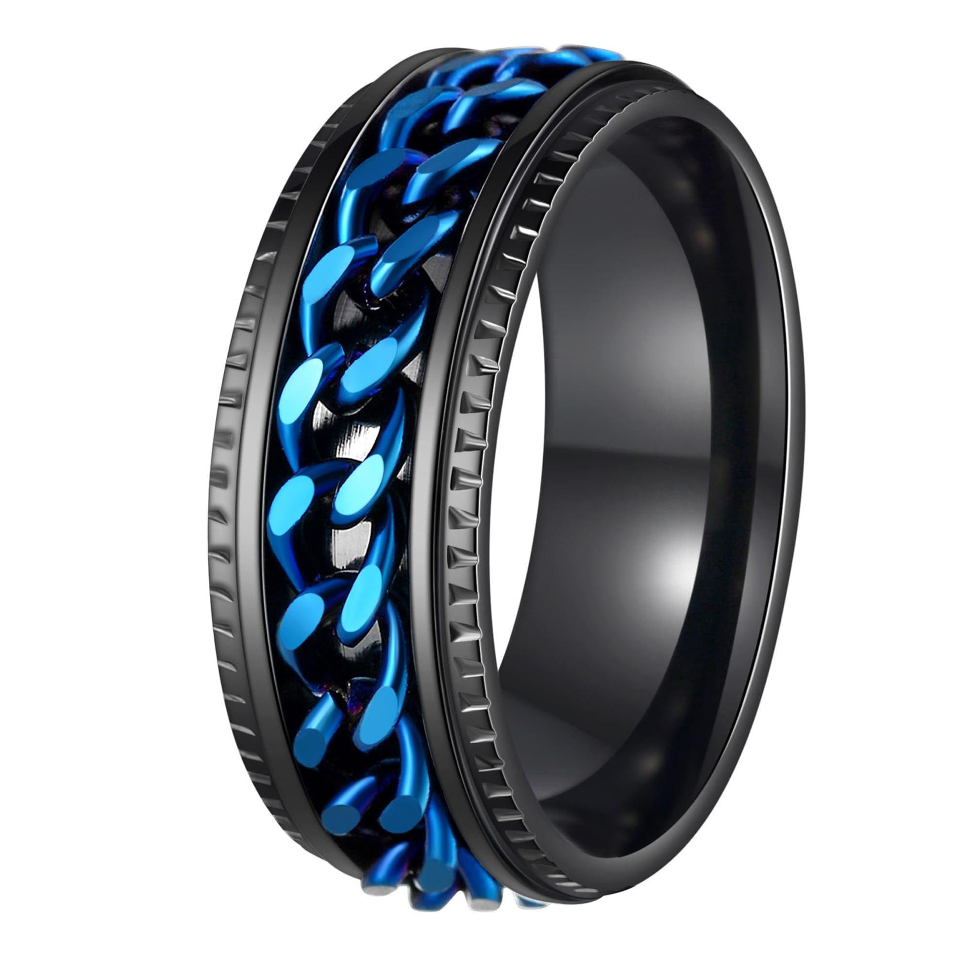 Udolfly men's fidget ring chain spinner black for focused wear
