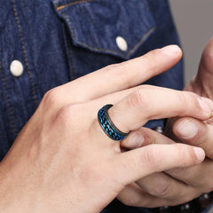 Udolfly men's fidget ring chain spinner blue for style and calm