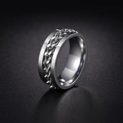Udolfly fidget ring grooved edge detail and chain spinner.