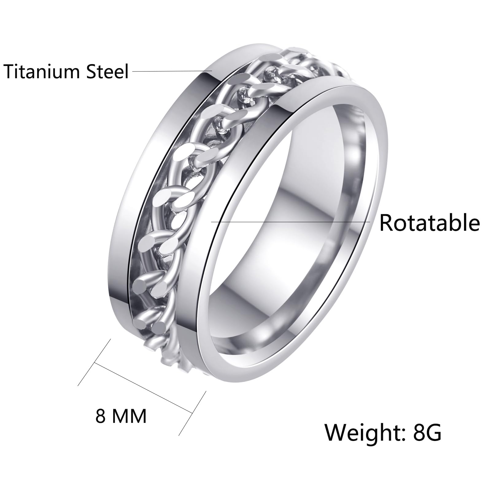 Udolfly fidget ring polished silver tone for everyday polish.